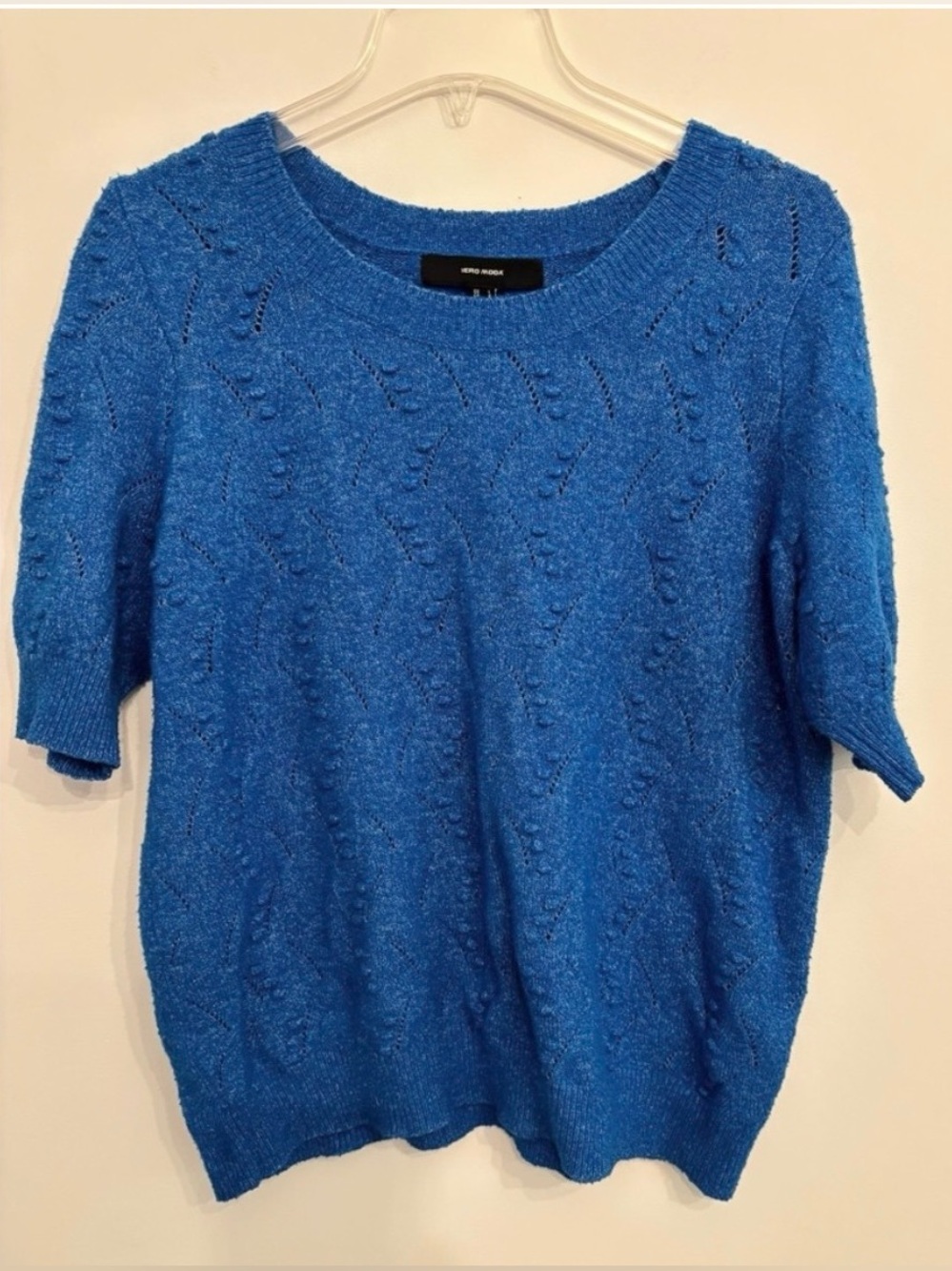 Vero Moda Blue Textured Knit Sweater Top, Size L - Picture 2 of 7